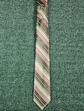 David Taylor Collection Striped Green and Brown Men's Tie